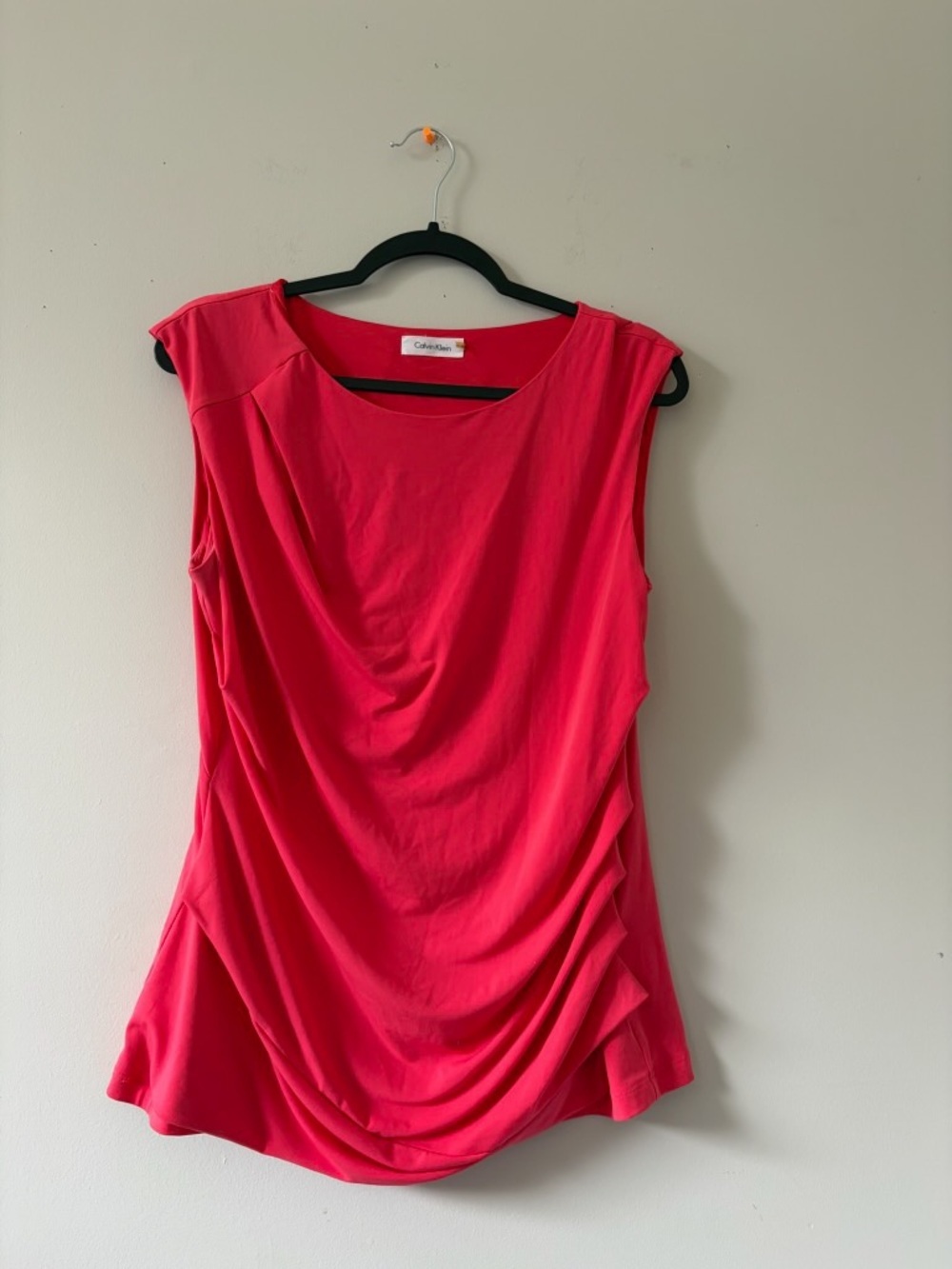 Calvin Klein Draped Sleeveless Tank Top - Bright Pink